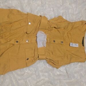New York & Company Mustard Blouse with Belt